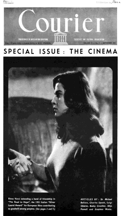 Fig. 8. Elena Varzi sulla copertina di “Courier” (September 1951). Nuove istituzioni sovranazionali, cultura visuale e politica della pietà.